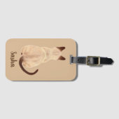 Sasha Siamese Cat Sitting Back Uitzicht Kat Aangep Bagagelabel (Voorkant (horizontaal))