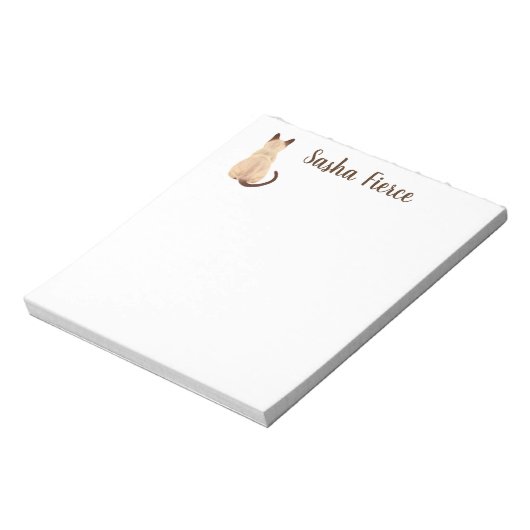 Sasha Siamese Cat Sitting Back Uitzicht Kat Aangep Notitieblok (Gedraaid)