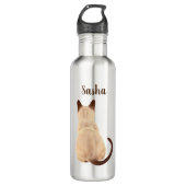 Sasha Siamese Cat Sitting Back Uitzicht Kat Aangep Waterfles (Voorkant)