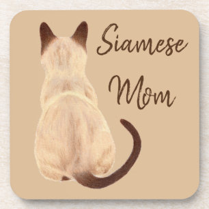 Sasha Siamese kat mam Kat kijkt weg tekenen Bier Onderzetter