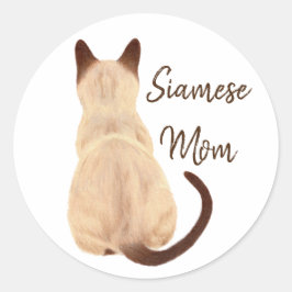 Sasha Siamese Kat Person Kat die kunst wegkijkt Ronde Sticker