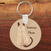 Sasha Siamese Kat Person Kat die kunst wegkijkt Sleutelhanger (Voorkant)