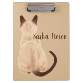Sasha Siamese Kat Zittende Achteraanzicht Kitty Aa Klembord