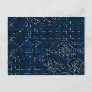 Sashiko-achtige borduurachtige imitatie briefkaart