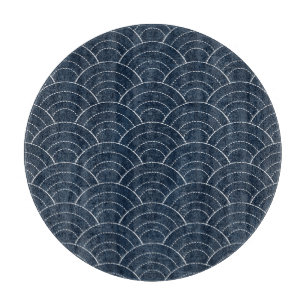 Sashiko borduurwerk: Indigo Japans patroon. Snijplank