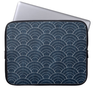 Sashiko naadloos kleurkleurstofpatroon met traditi laptop sleeve