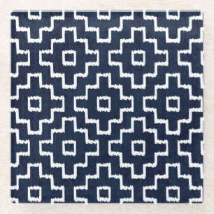 Sashiko Patroon: Traditioneel Japans borduurwerk Glazen Onderzetter