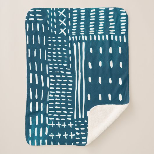 Sashiko Stitches Sherpa Deken (Voorkant)