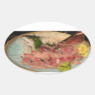 Sashimi 刺 身 ... Japans voedsel Ovale Sticker