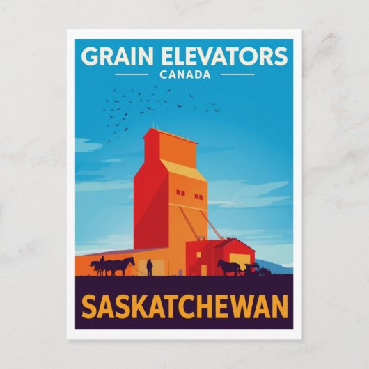 Saskatchewan Grain Elevator Vintage Briefkaart (Voorkant)