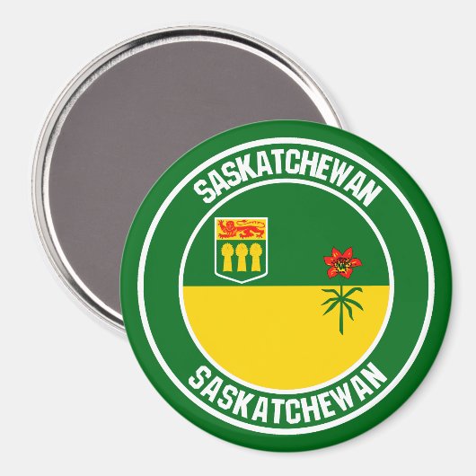 Saskatchewan Round Emblem Magneet (Voorkant / Achterkant)