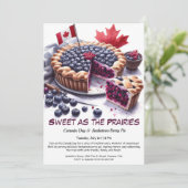 Saskatoon Berry Pie Waterverf Design Canada Dag Kaart (Staand voorkant)