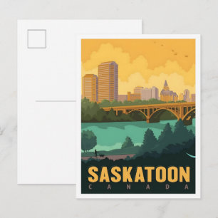 Saskatoon Canada Retro Reizen Briefkaart