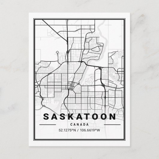 Saskatoon Saskatchewan Carte des villes de voyage (Devant)