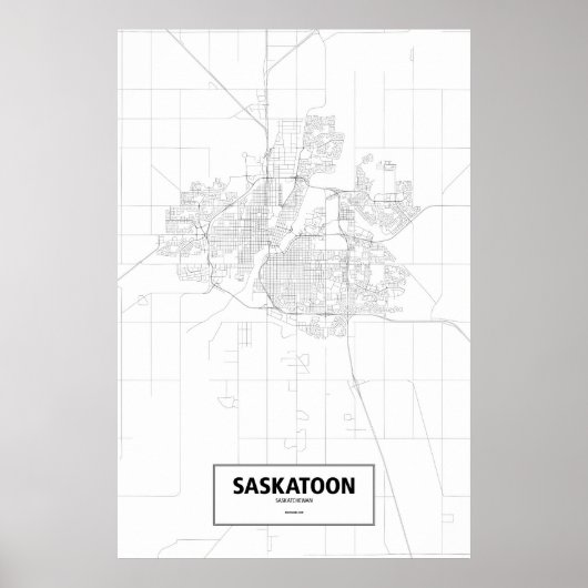 Saskatoon, Saskatchewan (zwart op wit) Poster (Voorkant)