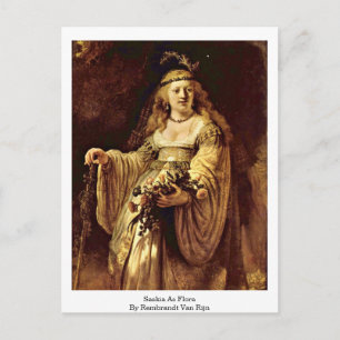 Saskia as Flora door Rembrandt van Rijn Briefkaart
