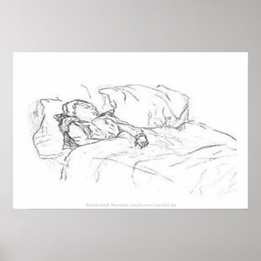 Saskia Aslapen in bed, Rembrandt Remake-jlp Poster (Voorkant)