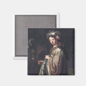 Saskia van Uylenburgh als Flora, Rembrandt, 1634 Magneet (Voorkant / Achterkant)
