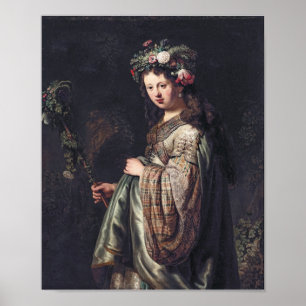 Saskia van Uylenburgh als Flora, Rembrandt, 1634 Poster