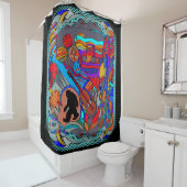 Sasquatch Abstrait Doodle Art Douche rideau (En situation)
