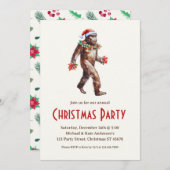 Sasquatch Big Foot in een kerstfeest met kerstmuts Kaart (Voorkant / Achterkant)