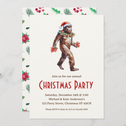 Sasquatch Big Foot in een kerstfeest met kerstmuts Kaart (Voorkant / Achterkant)