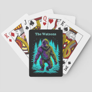 Sasquatch Bigfoot in Blauwgroen en zwart Pokerkaarten