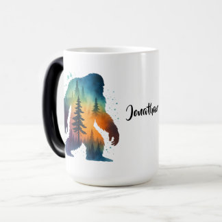 Sasquatch Bigfoot Watercolor Personalized Name Mug Magische Mok