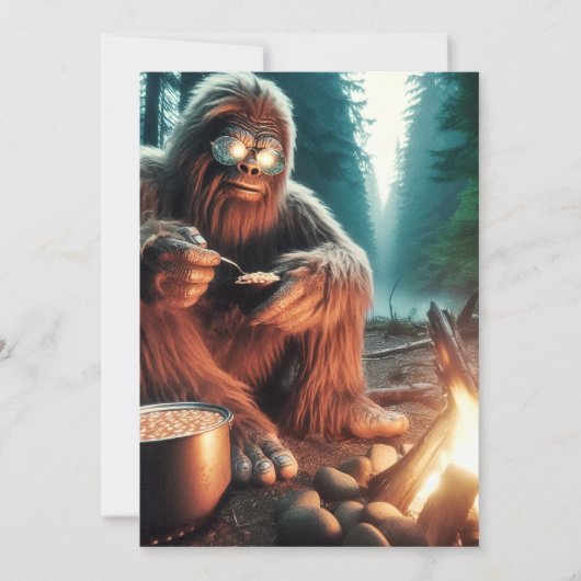 Sasquatch bij het kampvuur bedankkaart (Voorkant)