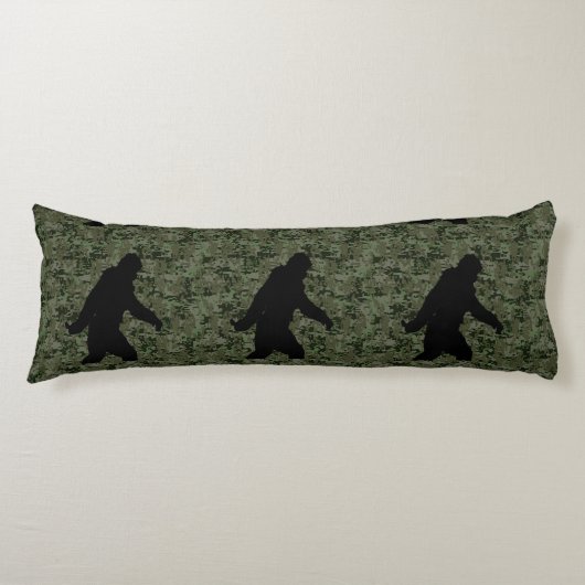 Sasquatch Black Silhouette Digital Camouflage Lichaamskussen (Voorkant)
