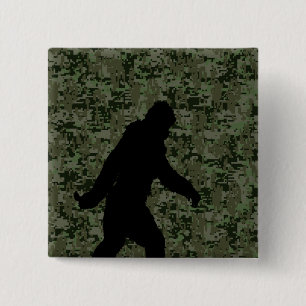 Sasquatch Black Silhouette Digital Camouflage Vierkante Button 5,1 Cm