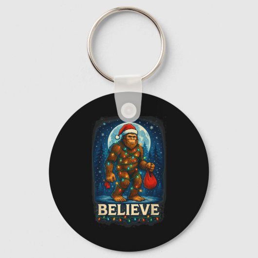 Sasquatch Christmas Lights Holiday Believe  Sleutelhanger (Voorkant)