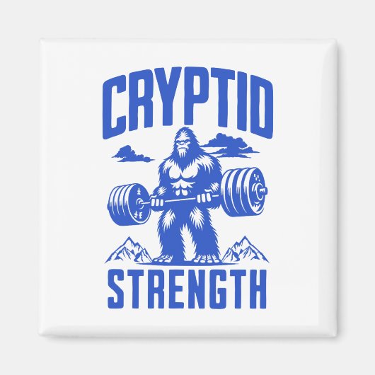 Sasquatch Cryptid Strength Lifting Humor Monochrom Magneet (Voorkant)