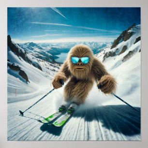 Sasquatch de Skiër Poster