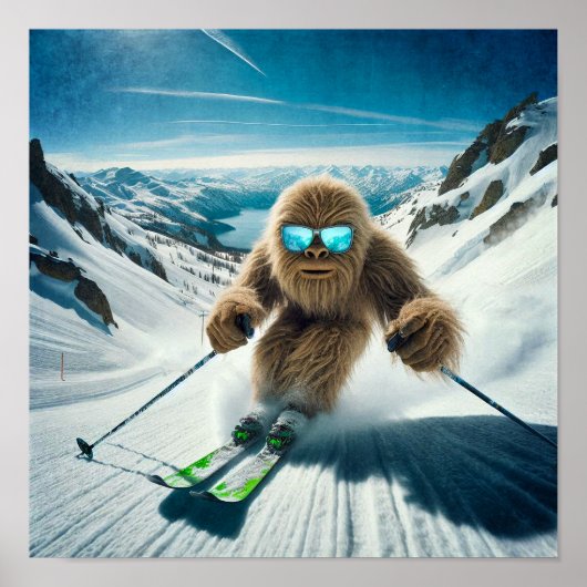 Sasquatch de Skiër Poster (Voorkant)