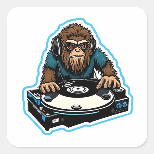 Sasquatch DJ Vierkante Sticker (Voorkant)