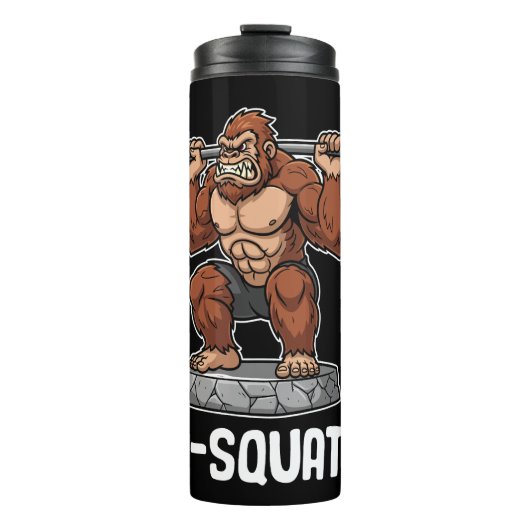 Sasquatch doet een Barbell Squat Thermosbeker (Voorkant)