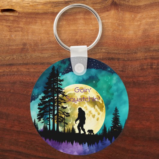 Sasquatch en Beer op de berg *personaliseren* Sleutelhanger (Voorkant)