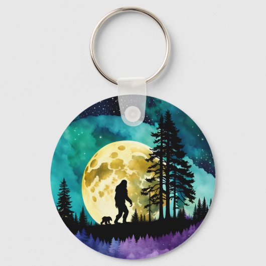 Sasquatch en Beer op de berg *personaliseren* Sleutelhanger (Achterkant)