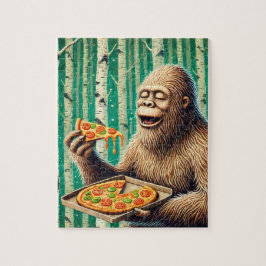 Sasquatch en de pizza in een berkenbos legpuzzel