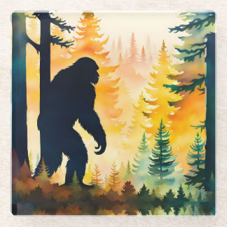 Sasquatch herfstlandschap zonsondergang glazen onderzetter