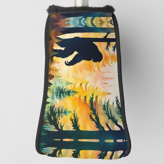 Sasquatch herfstlandschap zonsondergang golfheadcover (Draai 90)