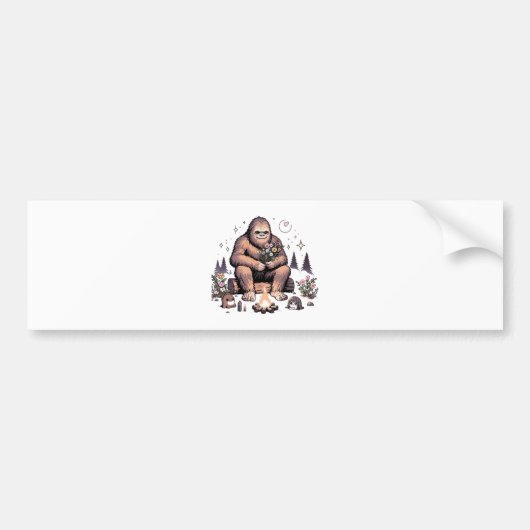 Sasquatch Holding Bloemen Bumpersticker (Voorkant)