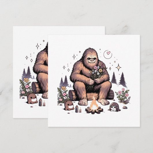 Sasquatch Holding Bloemen Kaart (Voorkant / Achterkant)