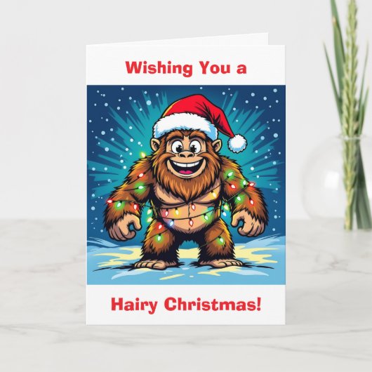 Sasquatch Humor and Pun Personalized Christmas Kaart (Voorkant)