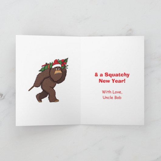 Sasquatch Humor and Pun Personalized Christmas Kaart (Binnen)