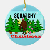 Sasquatch kerst met kerstmis keramisch ornament (Voorkant)