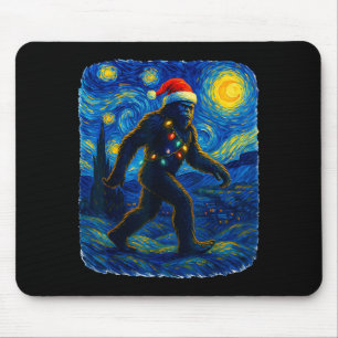 Sasquatch Kerstmis Bigfoot Kerstman Hoed Van Gogh  Muismat