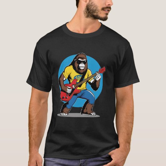 Sasquatch Loves Rock Roll Zonnebril Op Bigfoot UF T-shirt (Voorkant)
