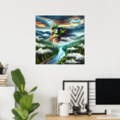 Sasquatch met Blauwe Ogen Poster (Thuiskantoor)